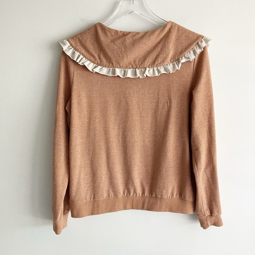 PLS READ Current Air Ruffle Collar Top Sz Medium Orange Long Sleeve Sweatshirt - Picture 5 of 7